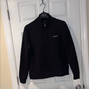 Men’s Michael Kors Black Quilted  1/4 Quarter-Zip Pullover Sweater size: M